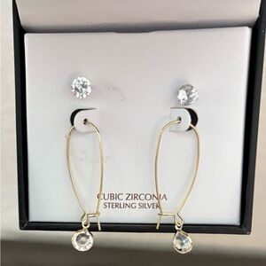 Gianni Bernini Stud & Drop Hoops Earring Set